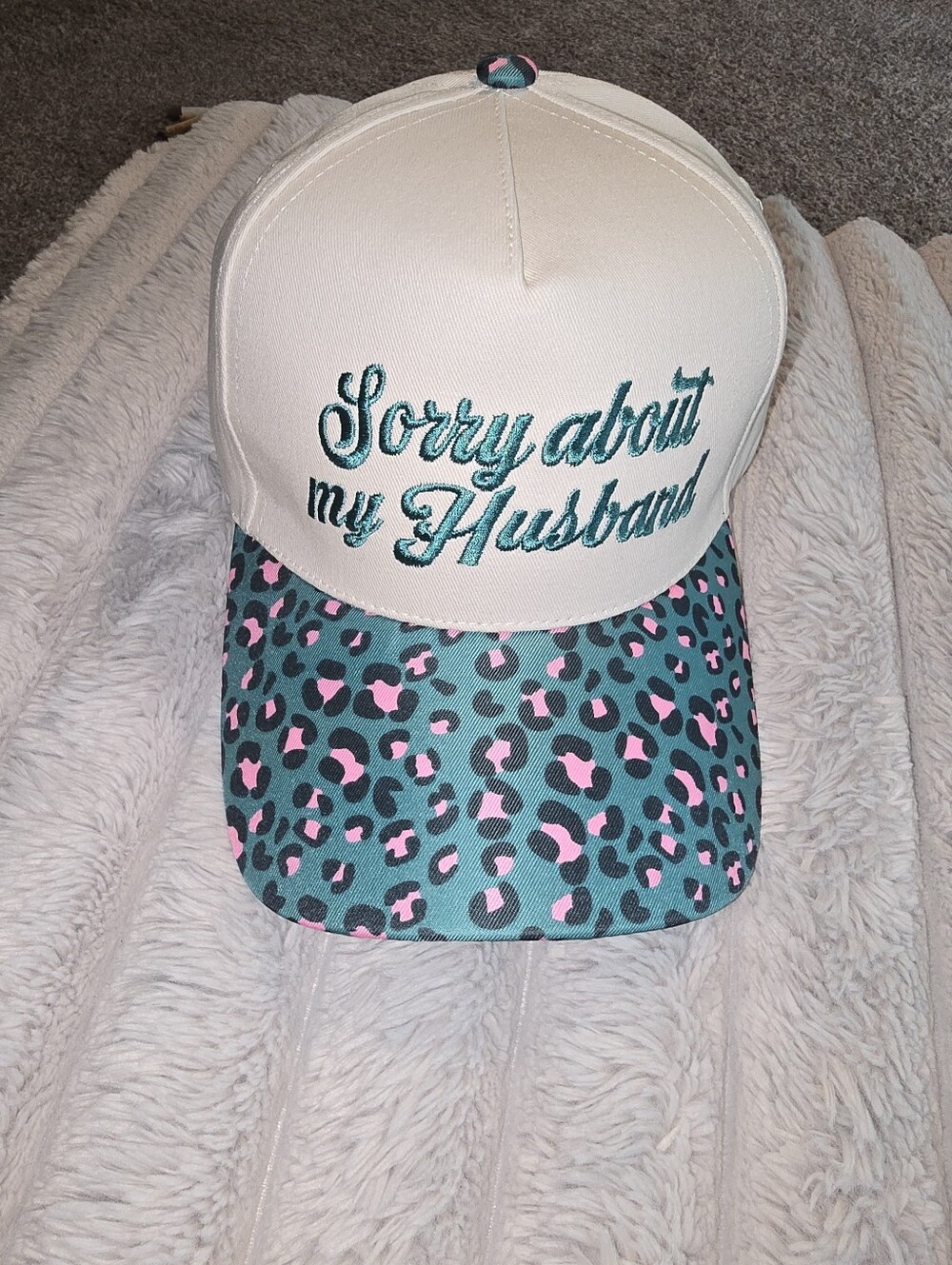 Womens Hat New Sorry About My Husband Leopard Adjustable